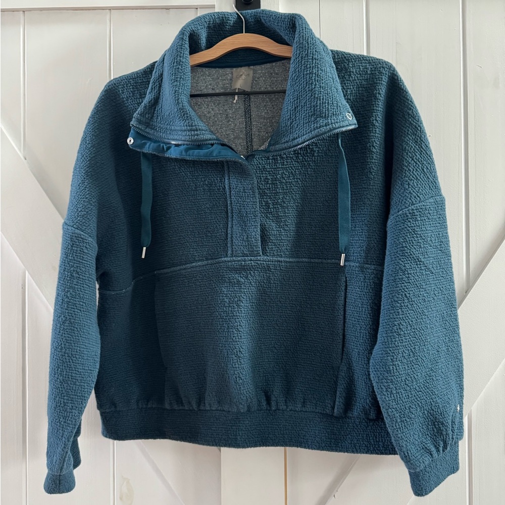 CALIA Half-Zip Teal Placket Pullover Sweatshirt - Picture 5 of 6